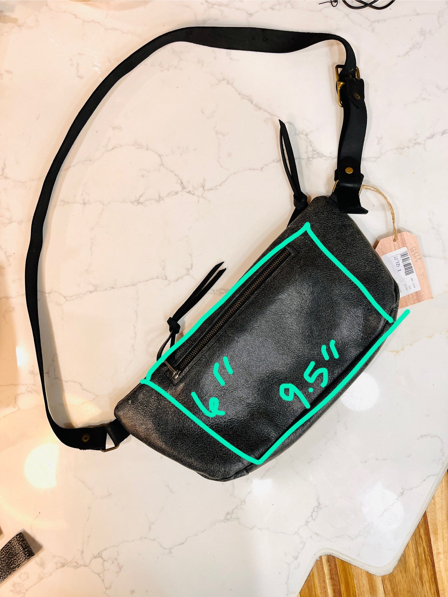 Grey Leather Zip Purse - Medium