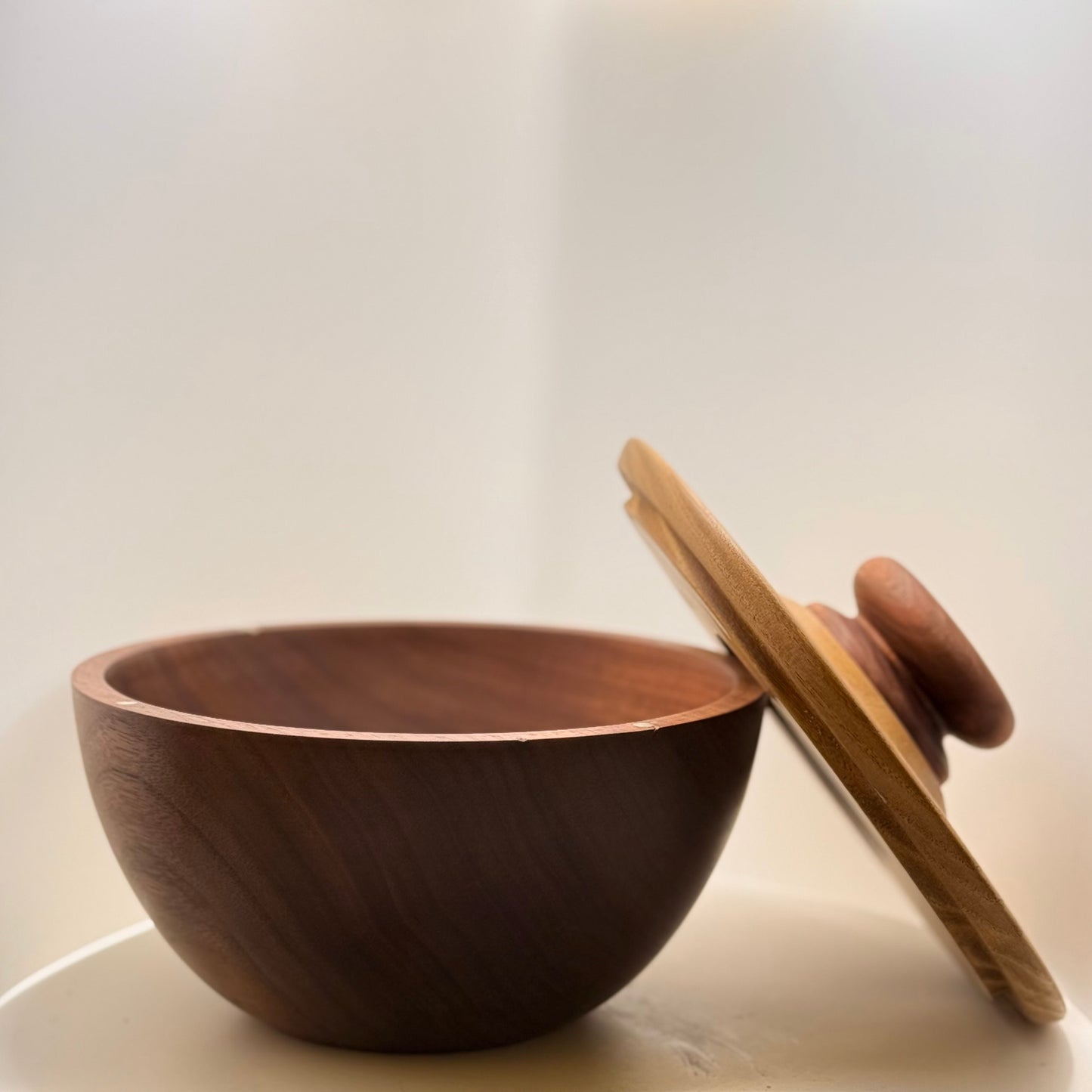 Locally Made 7”x5” Walnut Bowl+Sassafras Lid