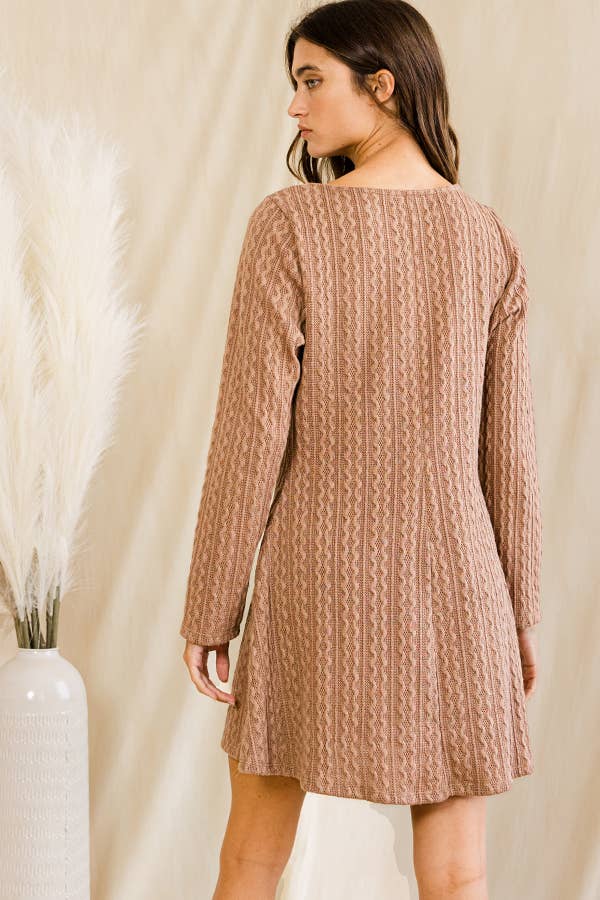 Textured Solid Swing Tunic Dress
