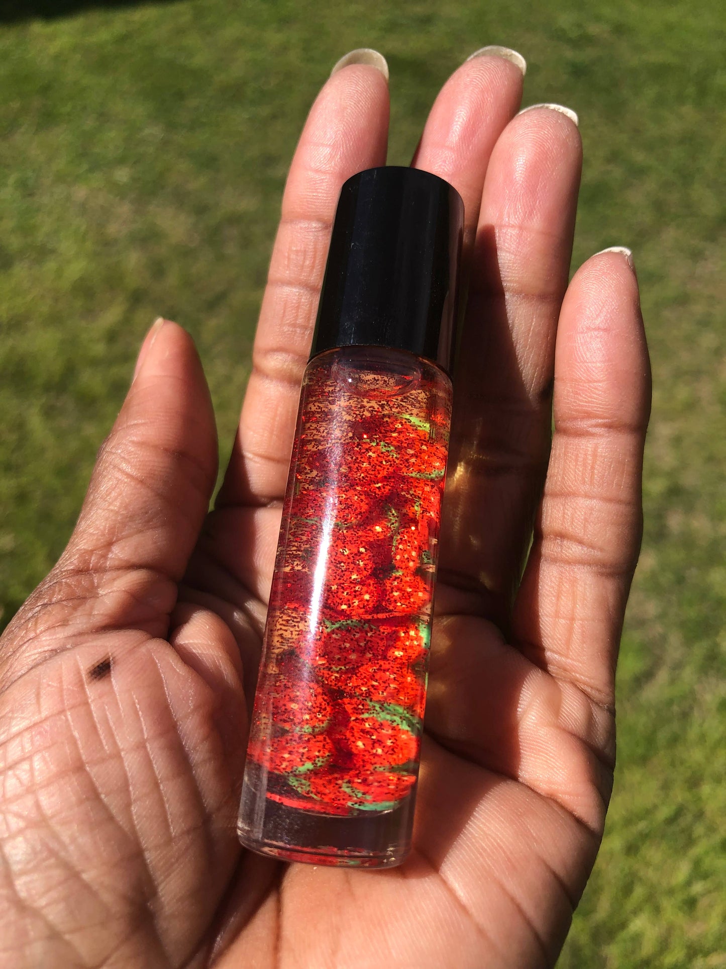 Juicy Fruit Lip Oil: Red Glitter / Strawberry Juicy Fruit