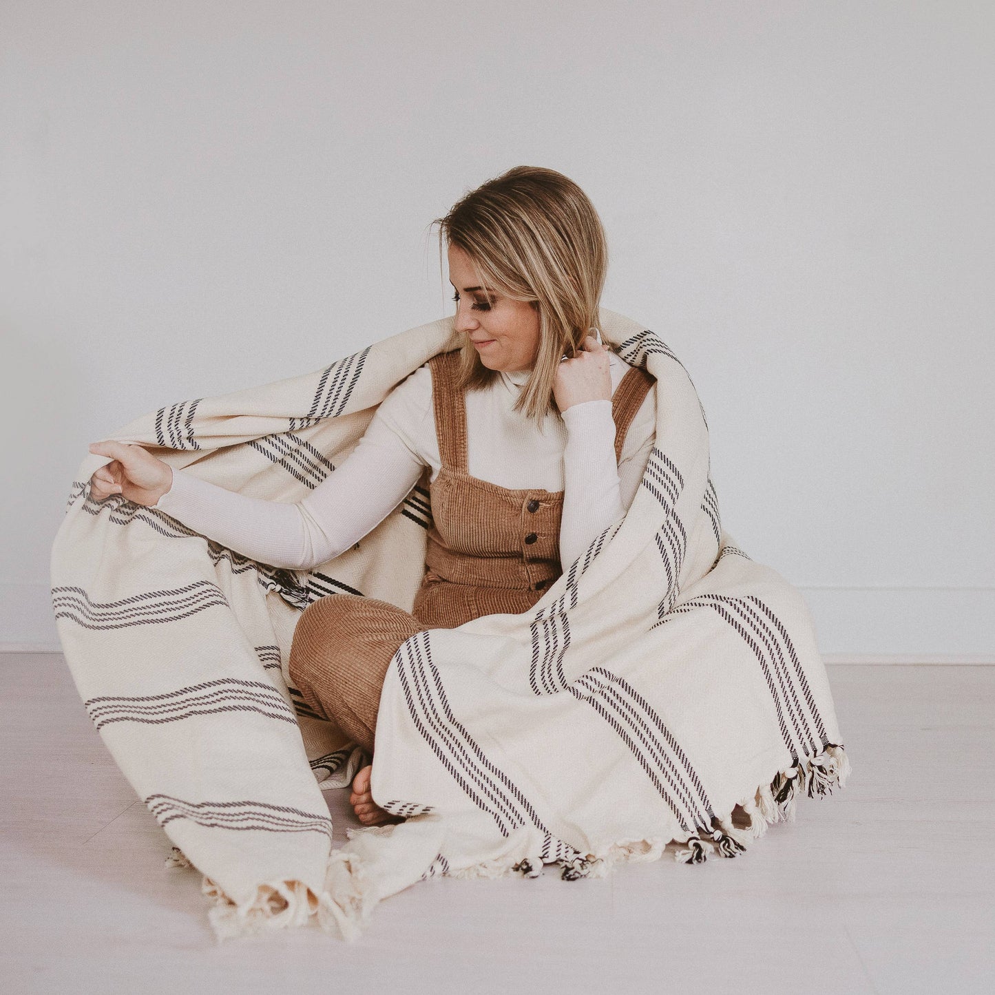 Jumbo Henley Turkish Cotton Throw Blanket