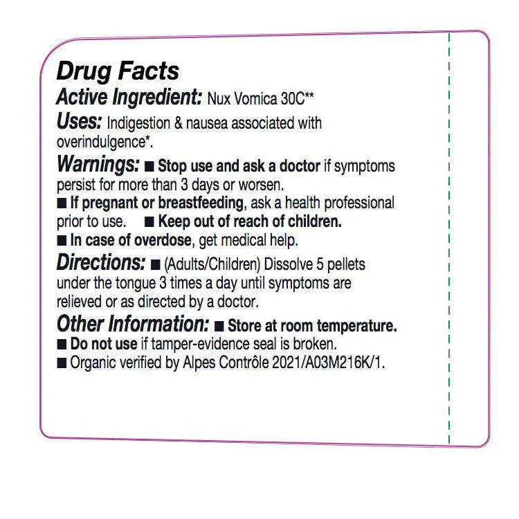 Olloïs Nux Vomica 30C Vegan Organic, 80 Homeopathic Pellets