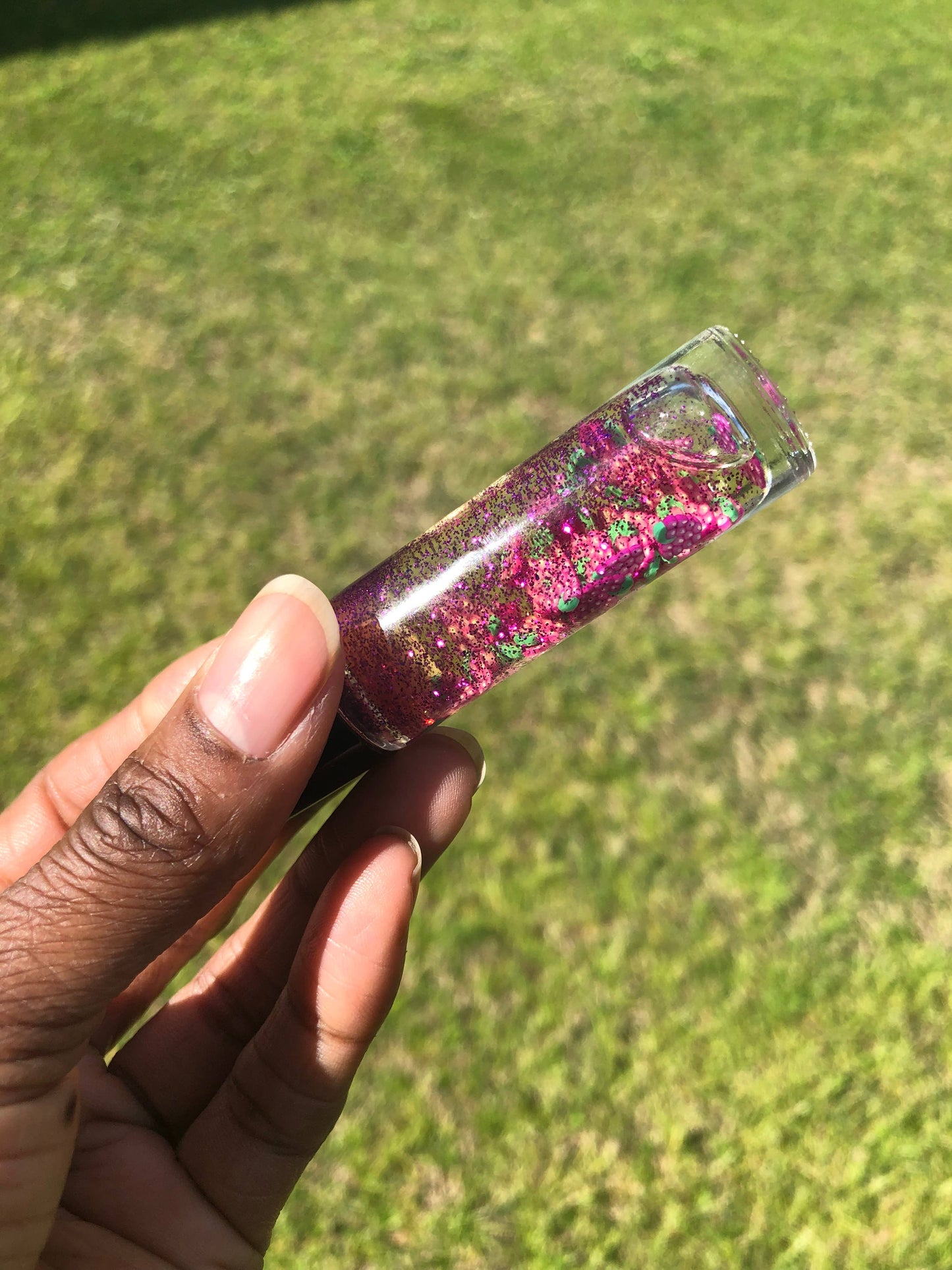 Juicy Fruit Lip Oil: Red Glitter / Strawberry Juicy Fruit