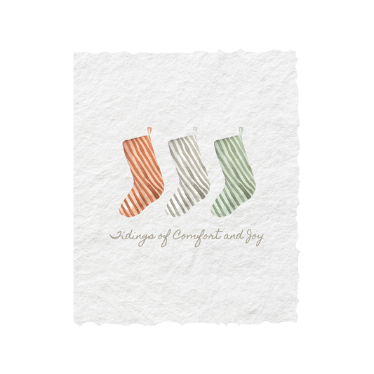 Box Set Christmas Stockings | Winter Holiday Greeting Card