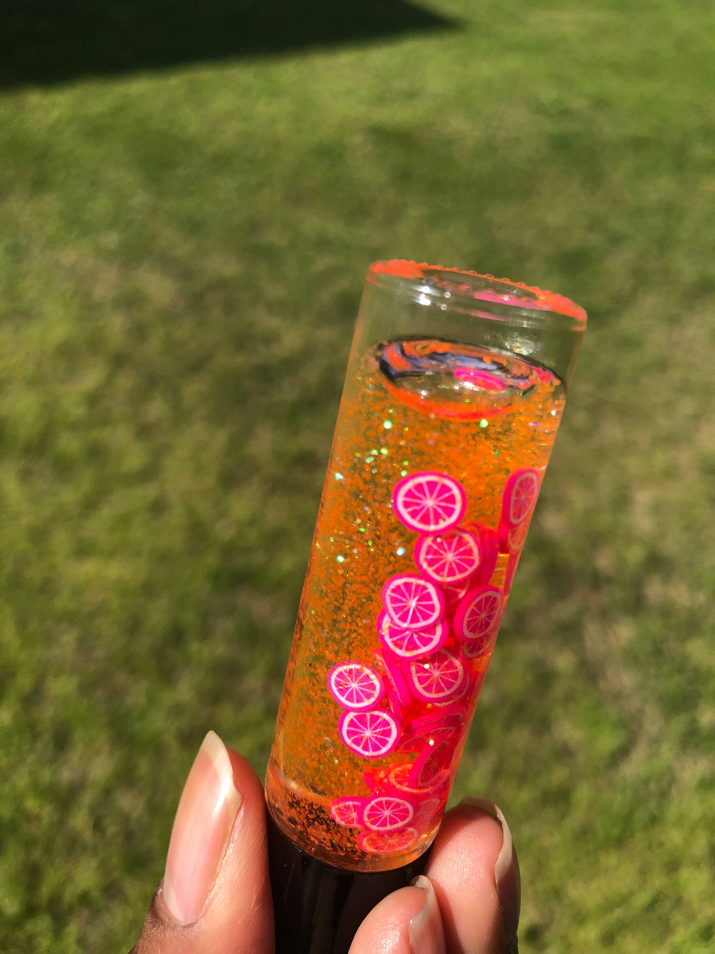 Juicy Fruit Lip Oil: Red Glitter / Strawberry Juicy Fruit