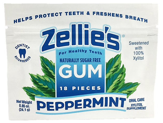 Zellie's Xylitol Dental Gum - Peppermint 18ct Pouch