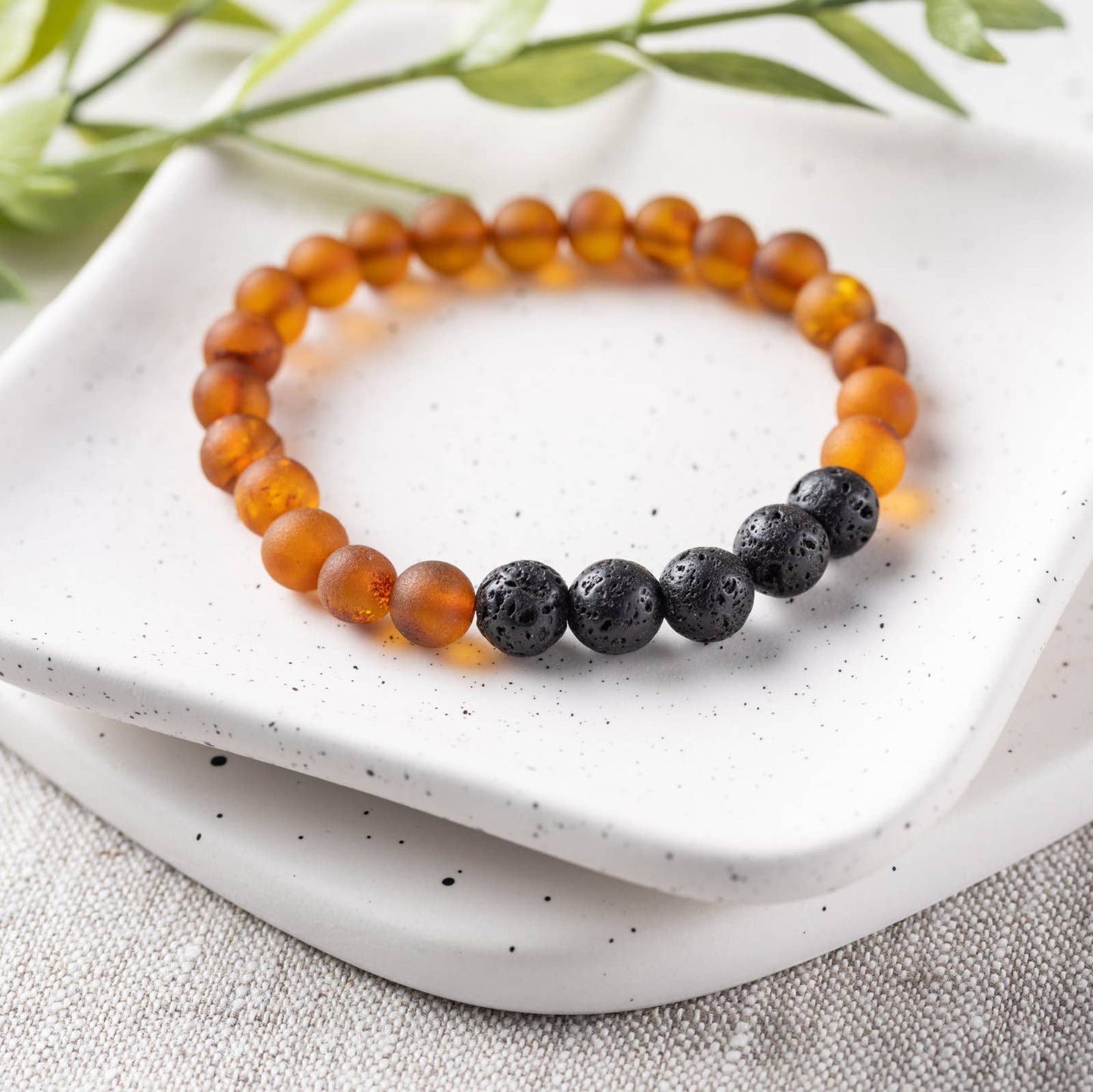 CHUNKY Baltic Amber Aromatherapy Bracelets: Raw Picture Jasper Cherry