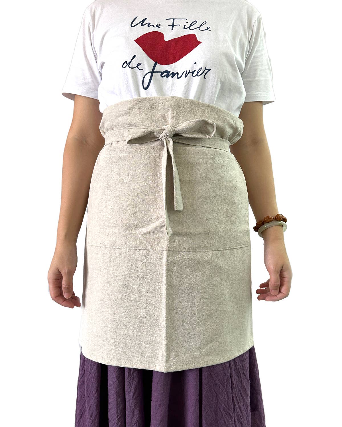 Linen Half Apron with Pockets