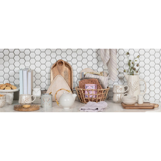 Stoneware Mug with Wax Relief Botanical Image, Reactive Glaze, 3 Styles