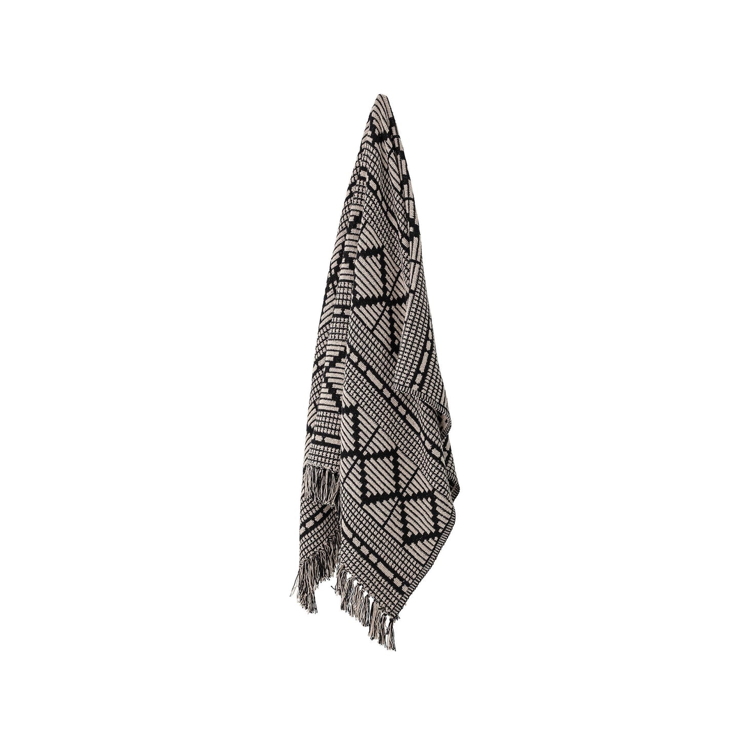 Throw Blanket with Fringe and Geometric Pattern