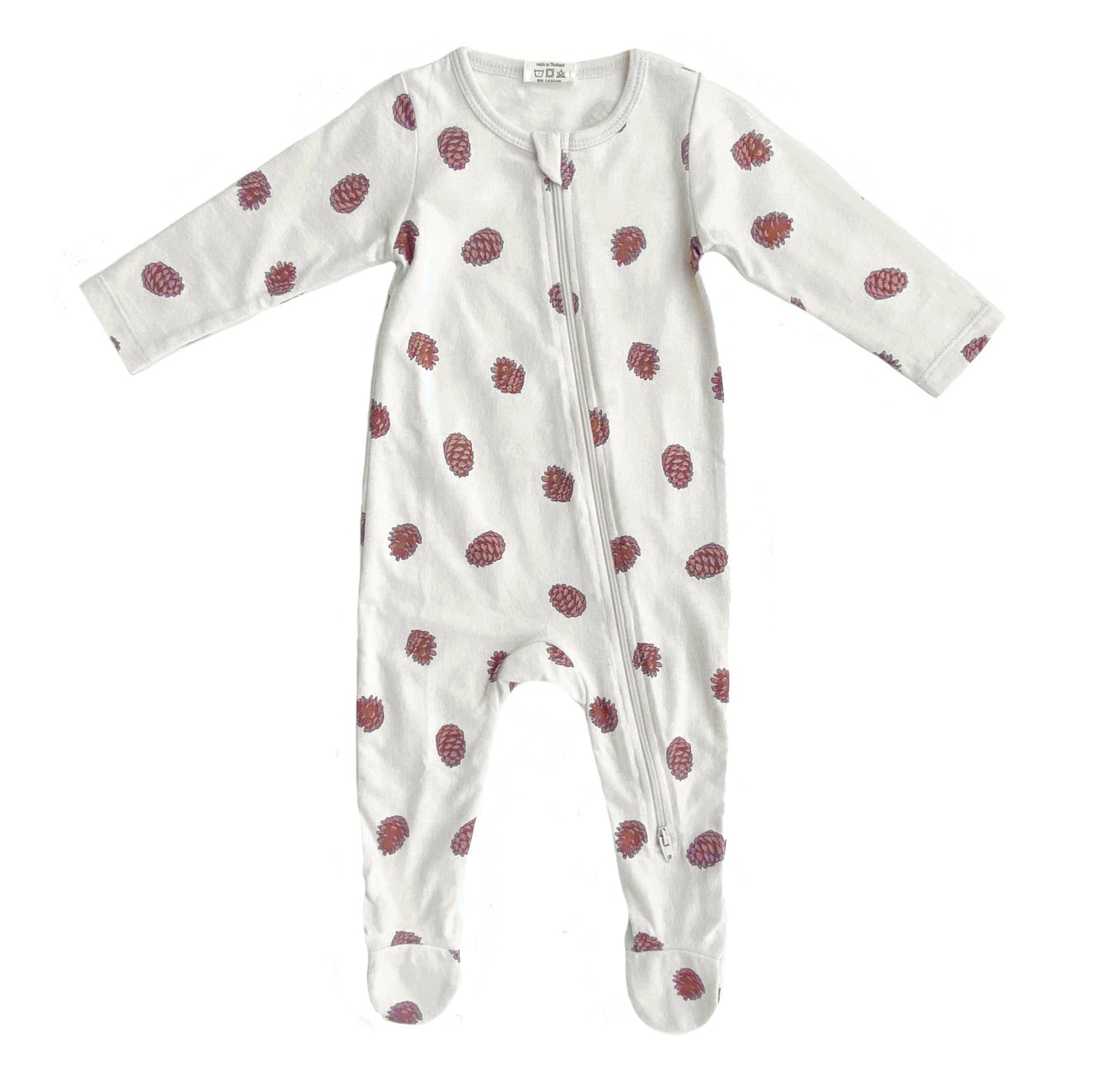 PNW Baby Footed Zip Romper- Pinecones