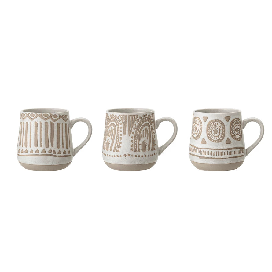 Hand-Painted Stoneware Mug, 3 Styles