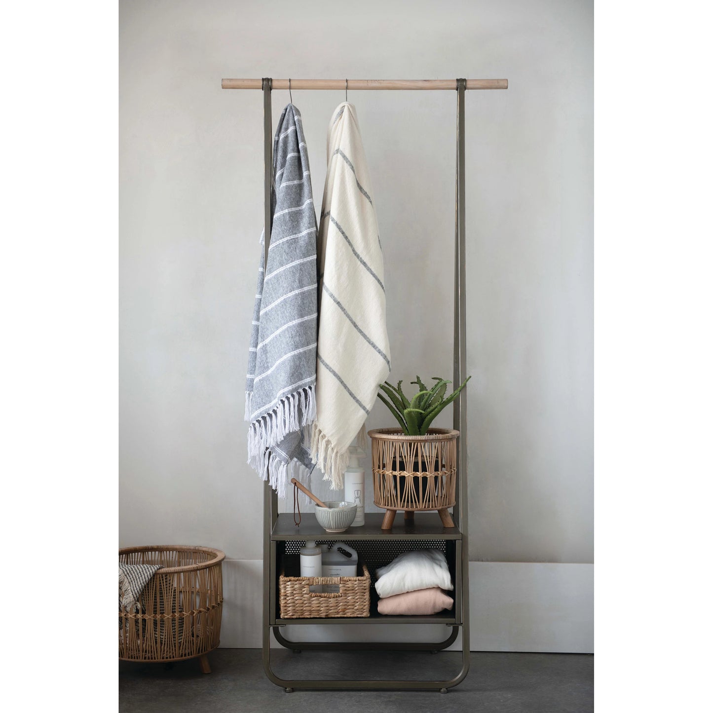 Striped Throw with Fringe, 2 Styles