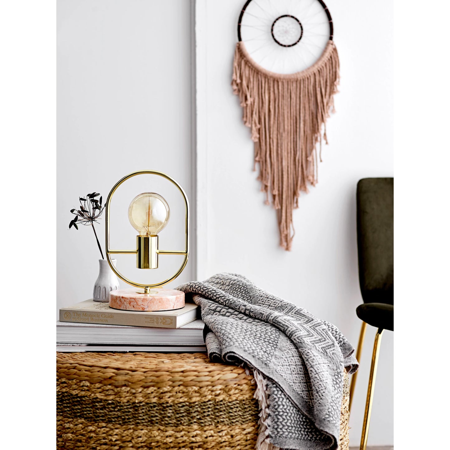 Knit Throw with Fringe - Grey