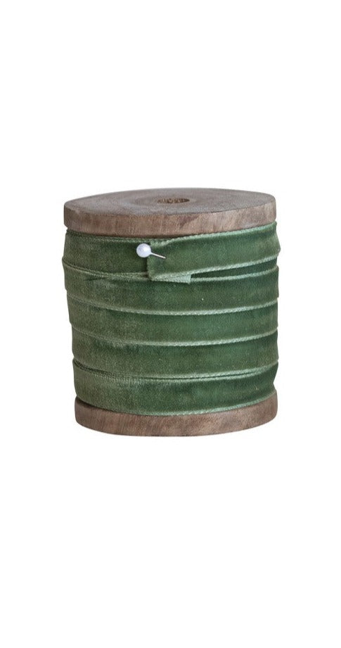 10 Yard Velvet Ribbon on Wood Spool, 3 Colors