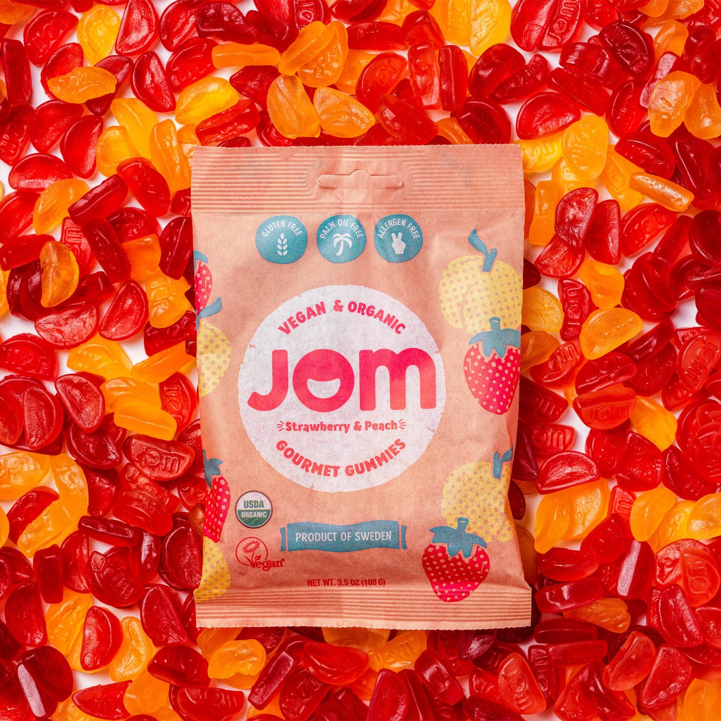 Organic and Vegan Swedish Strawberry & Peach Gummies