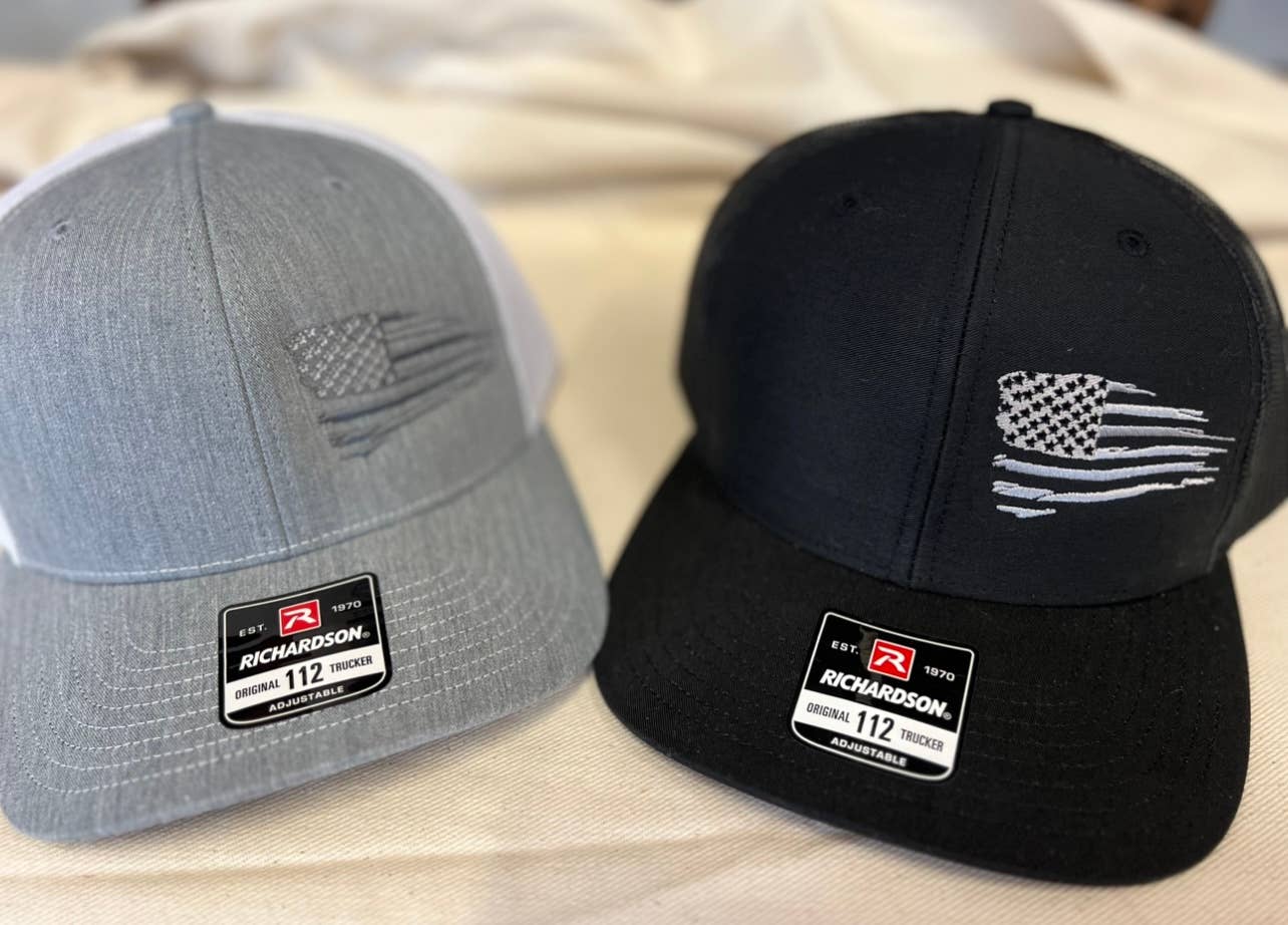 Distressed Flag Embroidered Hat - 2 colors