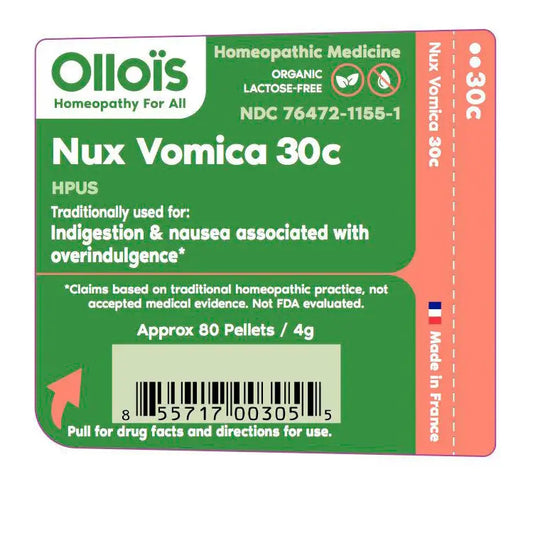 Olloïs Nux Vomica 30C Vegan Organic, 80 Homeopathic Pellets