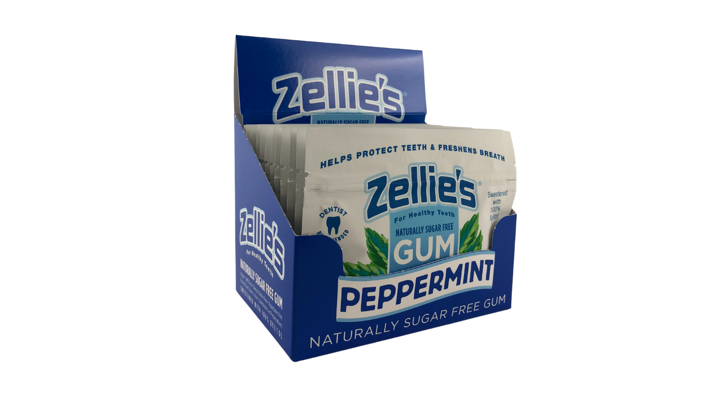 Zellie's Xylitol Dental Gum - Peppermint 18ct Pouch