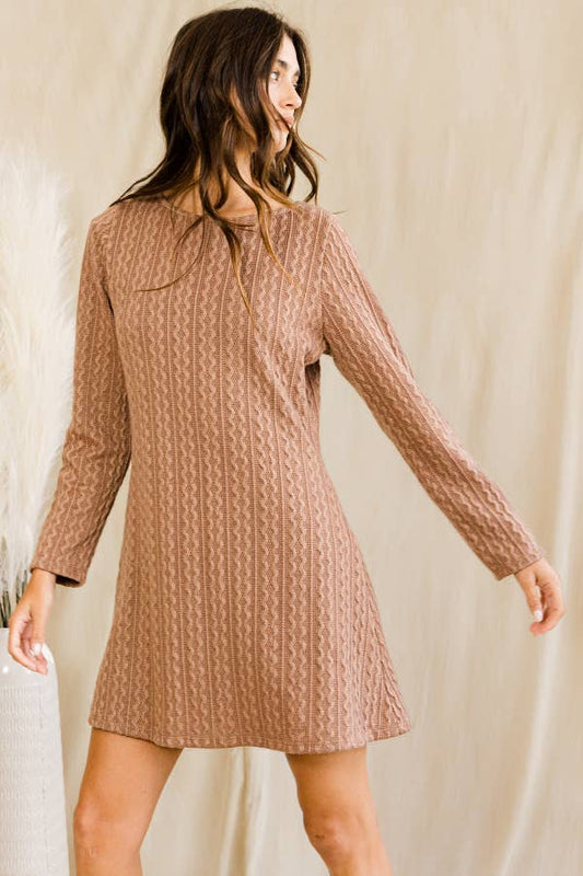 Textured Solid Swing Tunic Dress