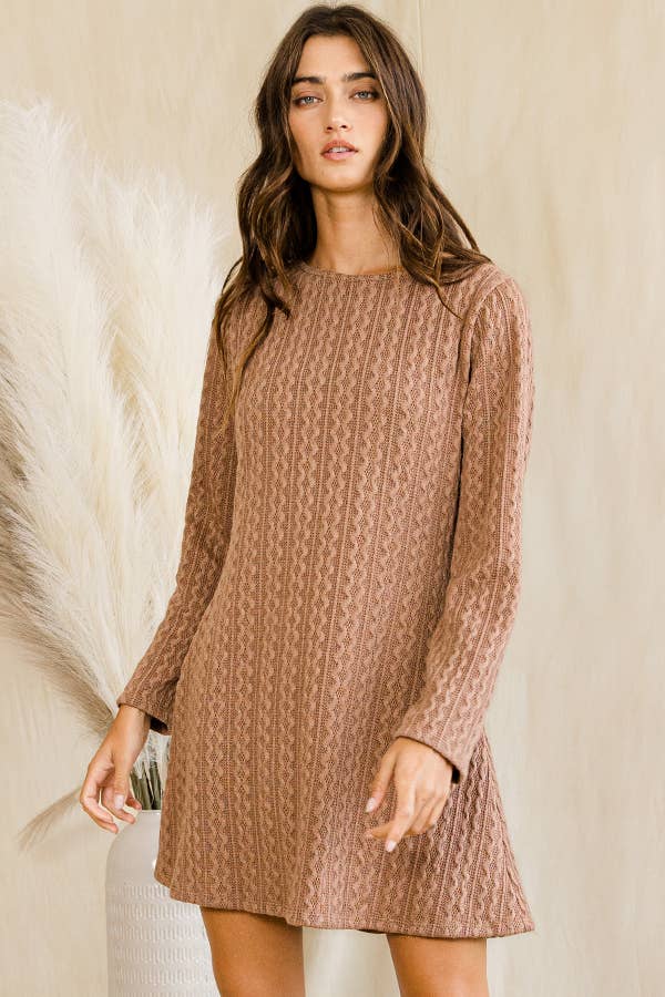 Textured Solid Swing Tunic Dress