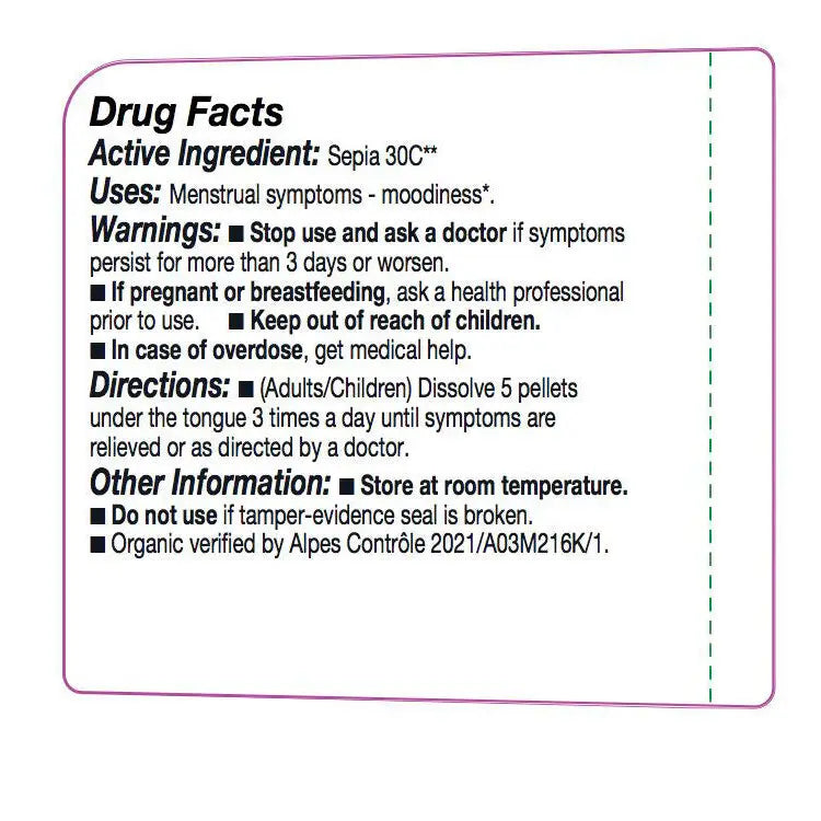 Olloïs Sepia 30C Lactose Free Organic, 80 Homeopathic Pellet