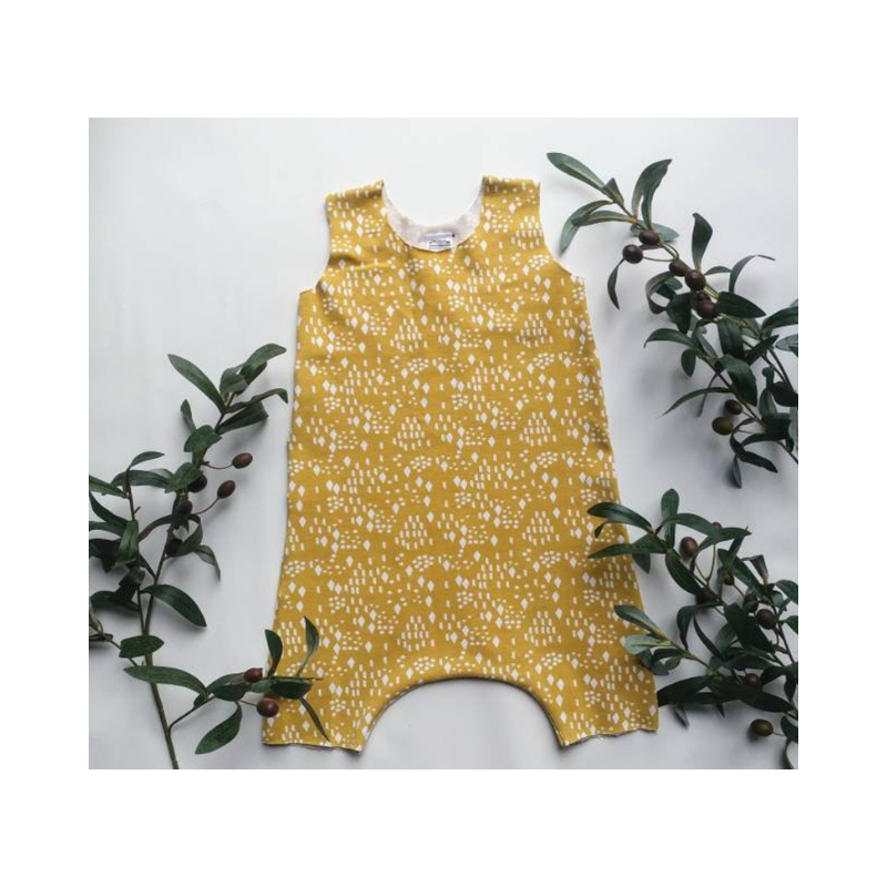 Mustard Organic Raw Hem Shorts Romper