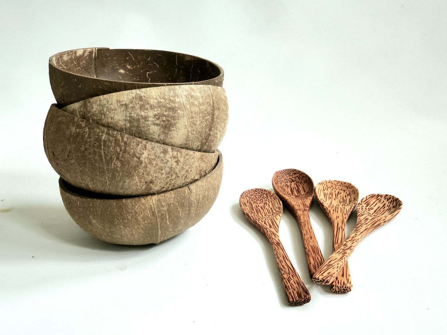 Coconut Bowl and Spoon Set of 4