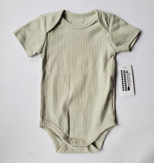 Sage Green Organic ribbed cotton short sleeve
