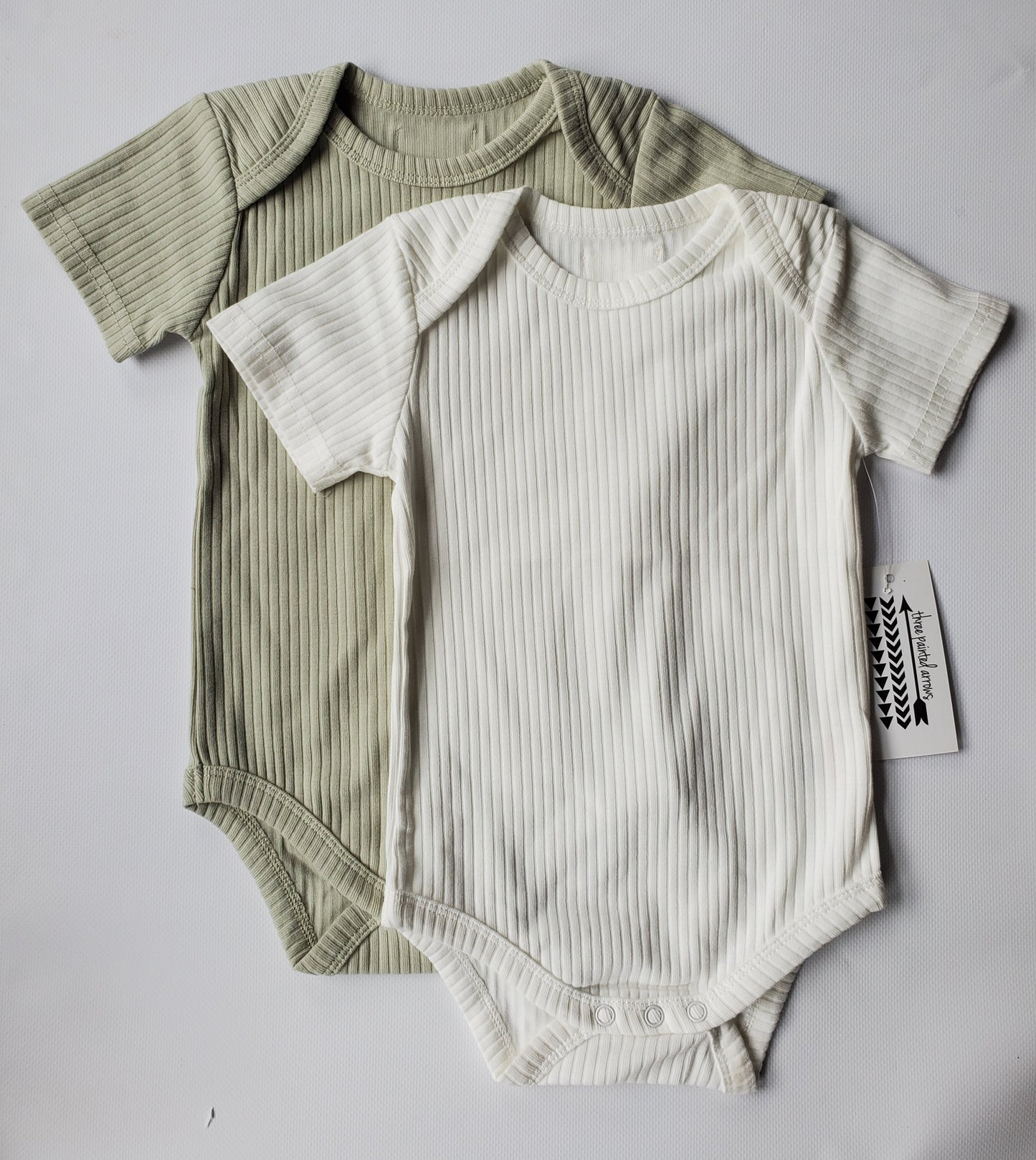 White Baby bodysuit Organic ribbed cotton short sleeve