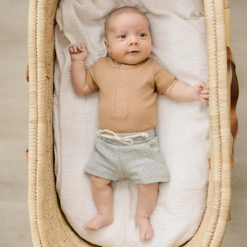 Cafe Organic Ribbed Snap Short Sleeve Bodysuit