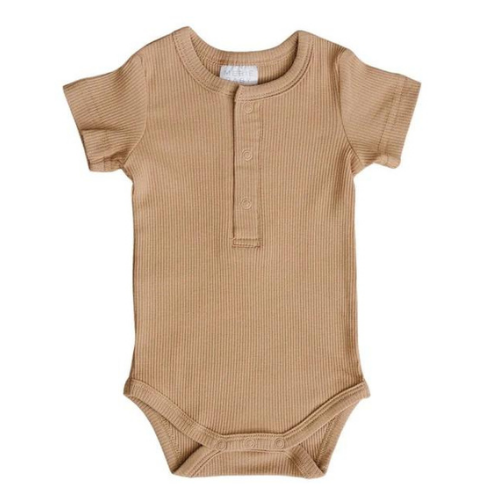 Cafe Organic Ribbed Snap Short Sleeve Bodysuit