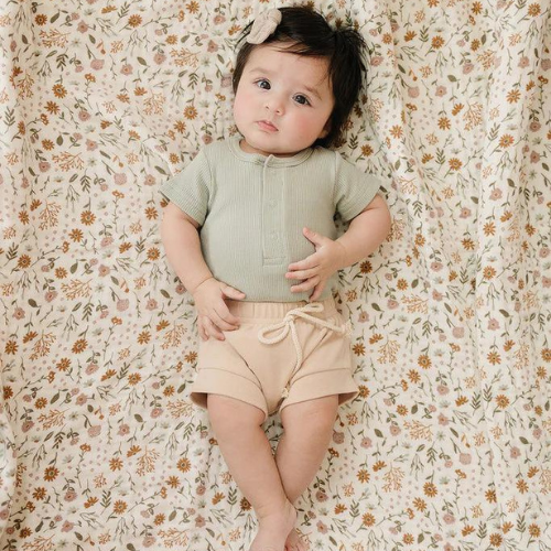 Sage Organic Ribbed Snap Short Sleeve Bodysuit