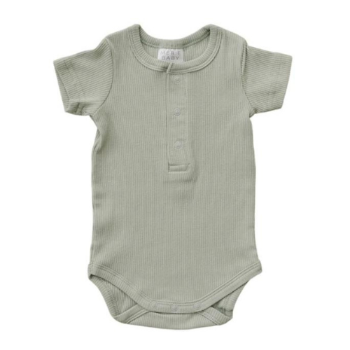 Sage Organic Ribbed Snap Short Sleeve Bodysuit