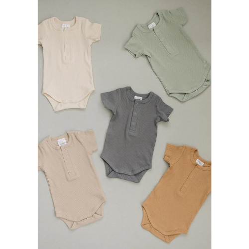 Sage Organic Ribbed Snap Short Sleeve Bodysuit