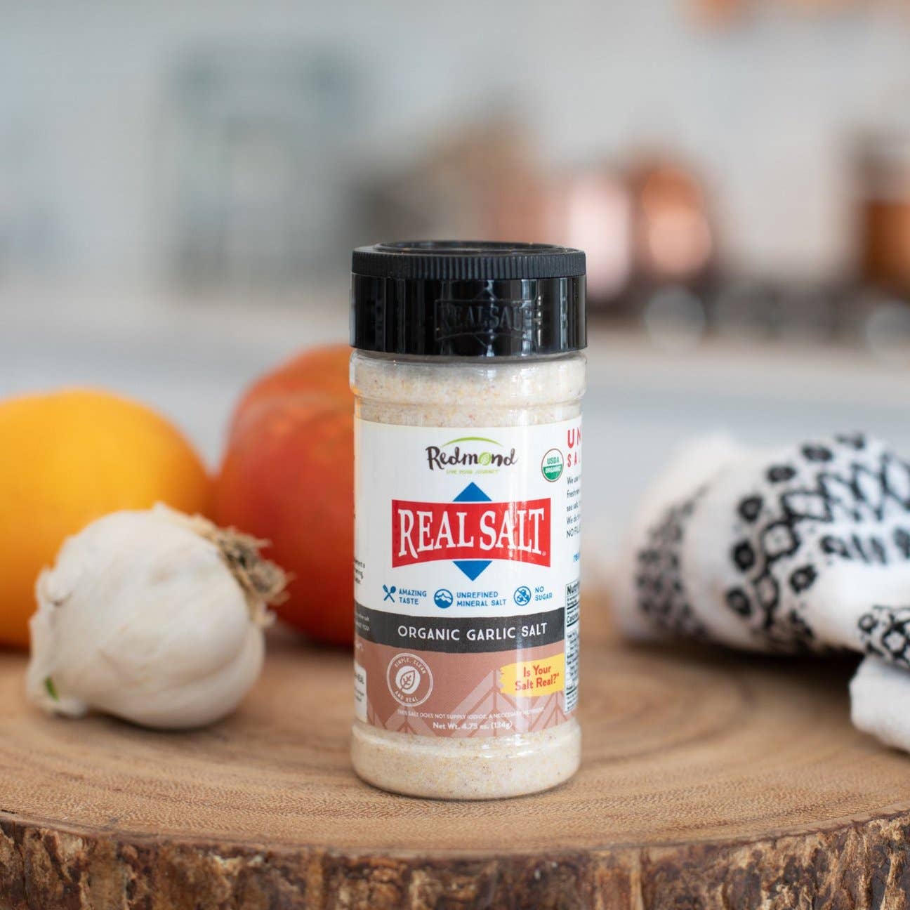8.25 oz Redmond Real Salt, Seasoning - Organic Garlic Salt