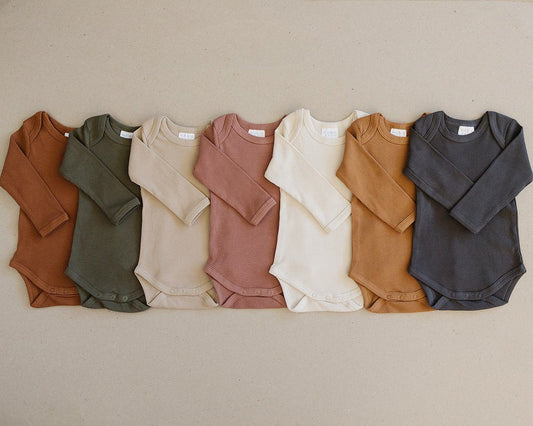 Rust Organic Long Sleeve Ribbed Bodysuit