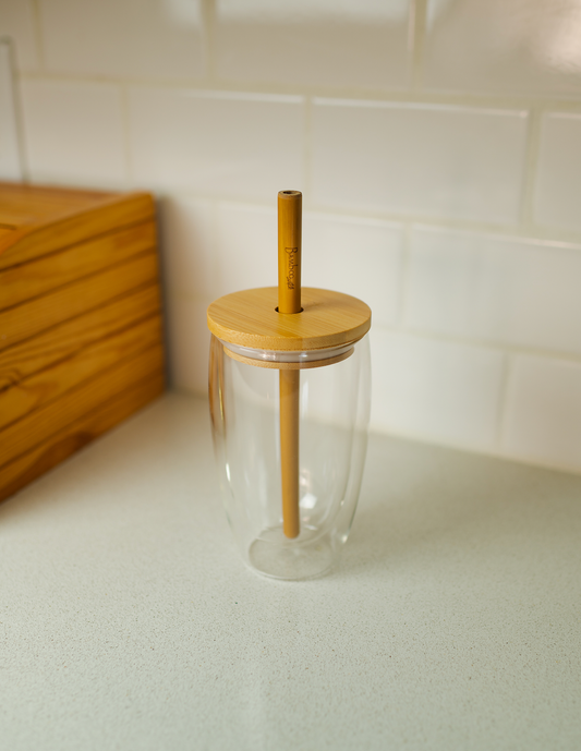 Glass Tumbler with Bamboo Lid + Straw  | Fall Bestseller