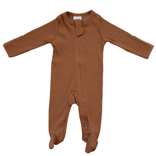 Rust Organic Cotton Ribbed zipper