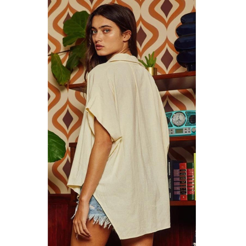 Cotton Linen Oversized Shirt Top