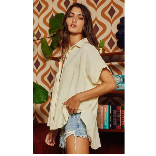 Cotton Linen Oversized Shirt Top