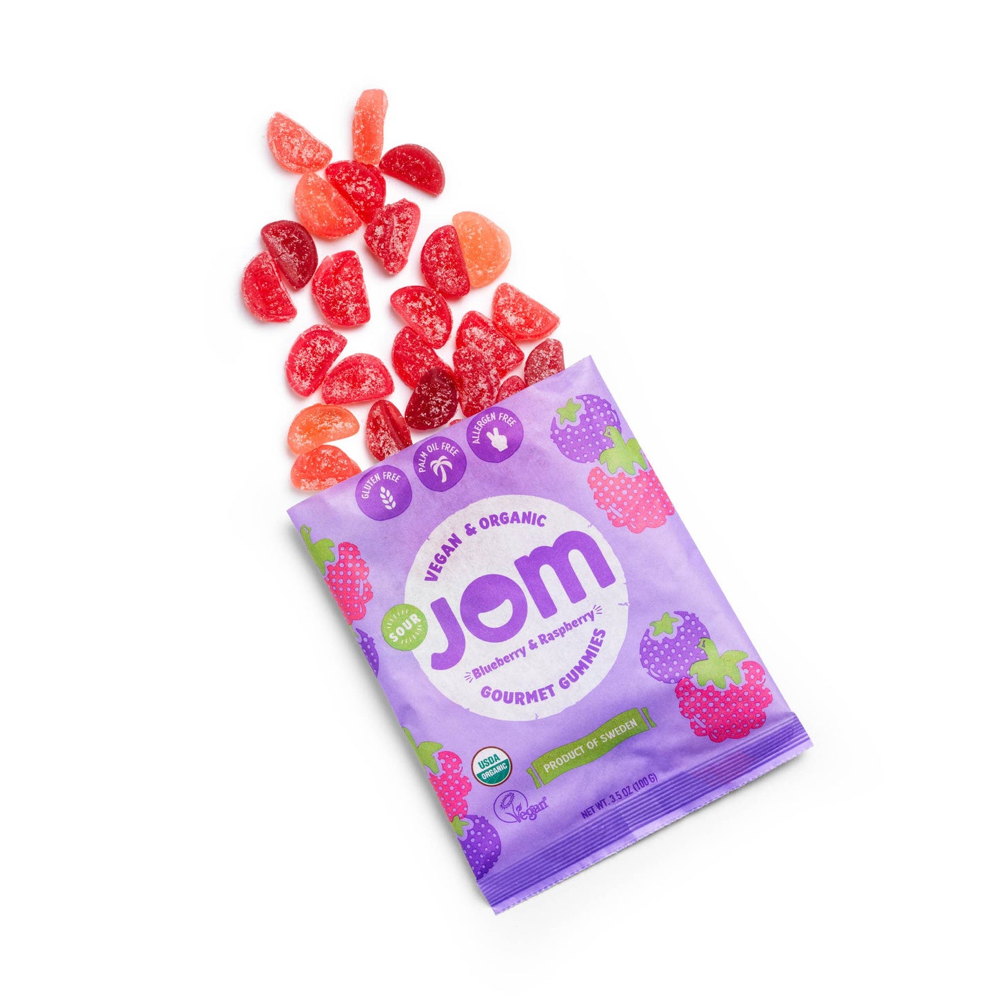 Organic and Vegan Swedish Sour Blueberry & Raspberry Gummies