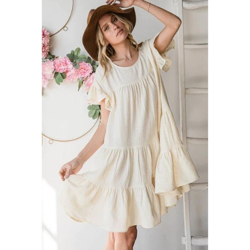 Cream Tiered Dress
