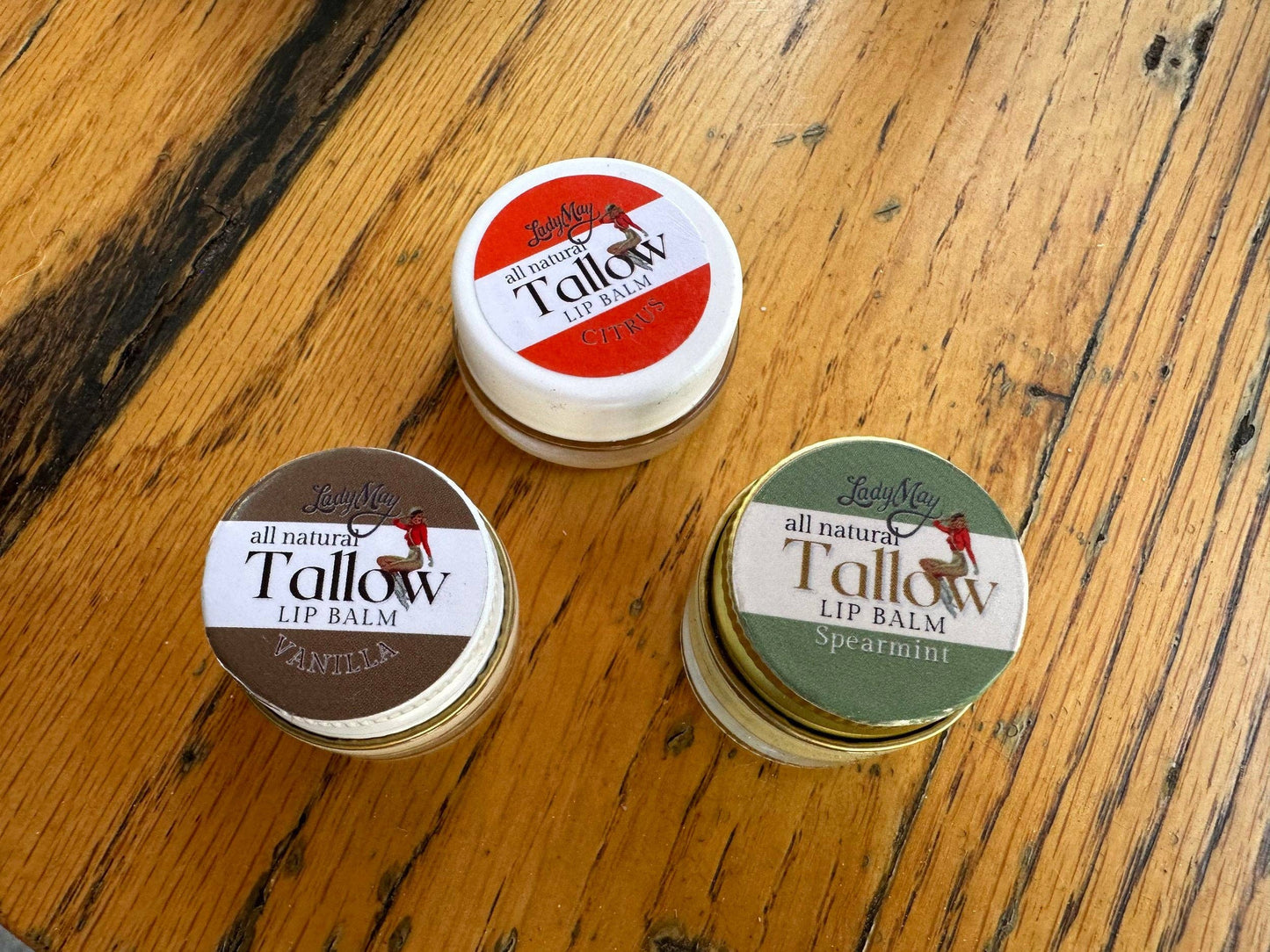 All Natural Lip Balm Citrus, Vanilla & Spearmint, Grass Fed Beef Tallow