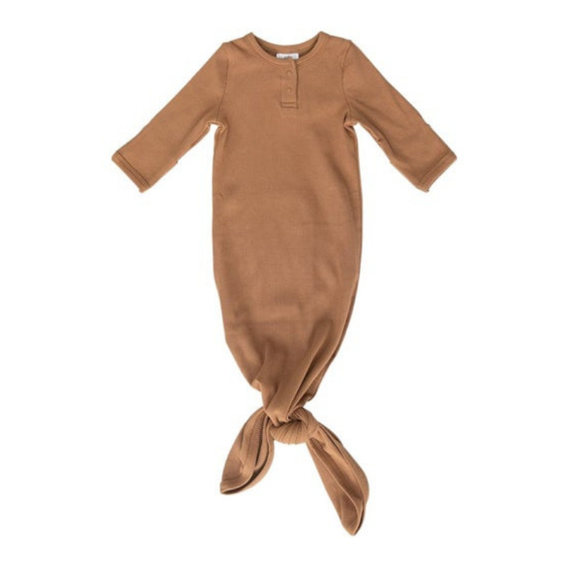 Organic Cotton Ribbed Knot Gown 5 colors