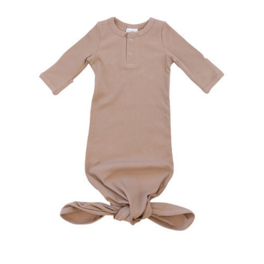 Organic Cotton Ribbed Knot Gown 5 colors