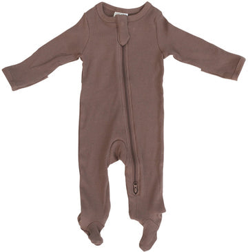Plum Organic Cotton Ribbed Zipper One Piece