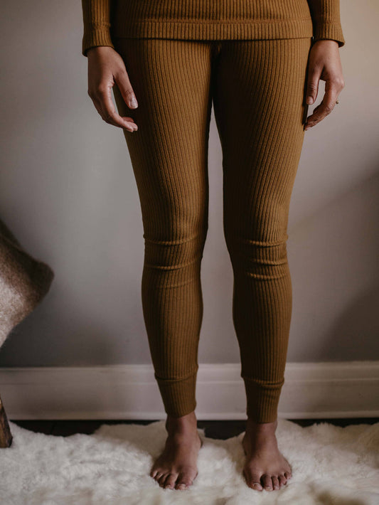 Organic Ribbed Cotton Legging: Bronze