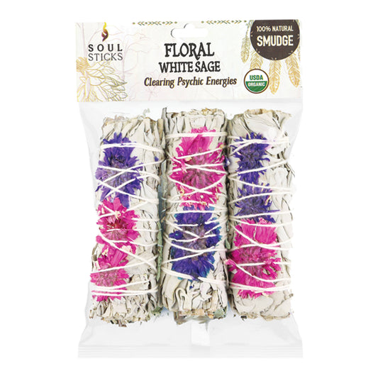 3 Piece 4 inch Blissful White Sage Smudge