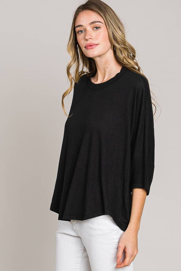 Elbow sleeve oversize cocoon knit top